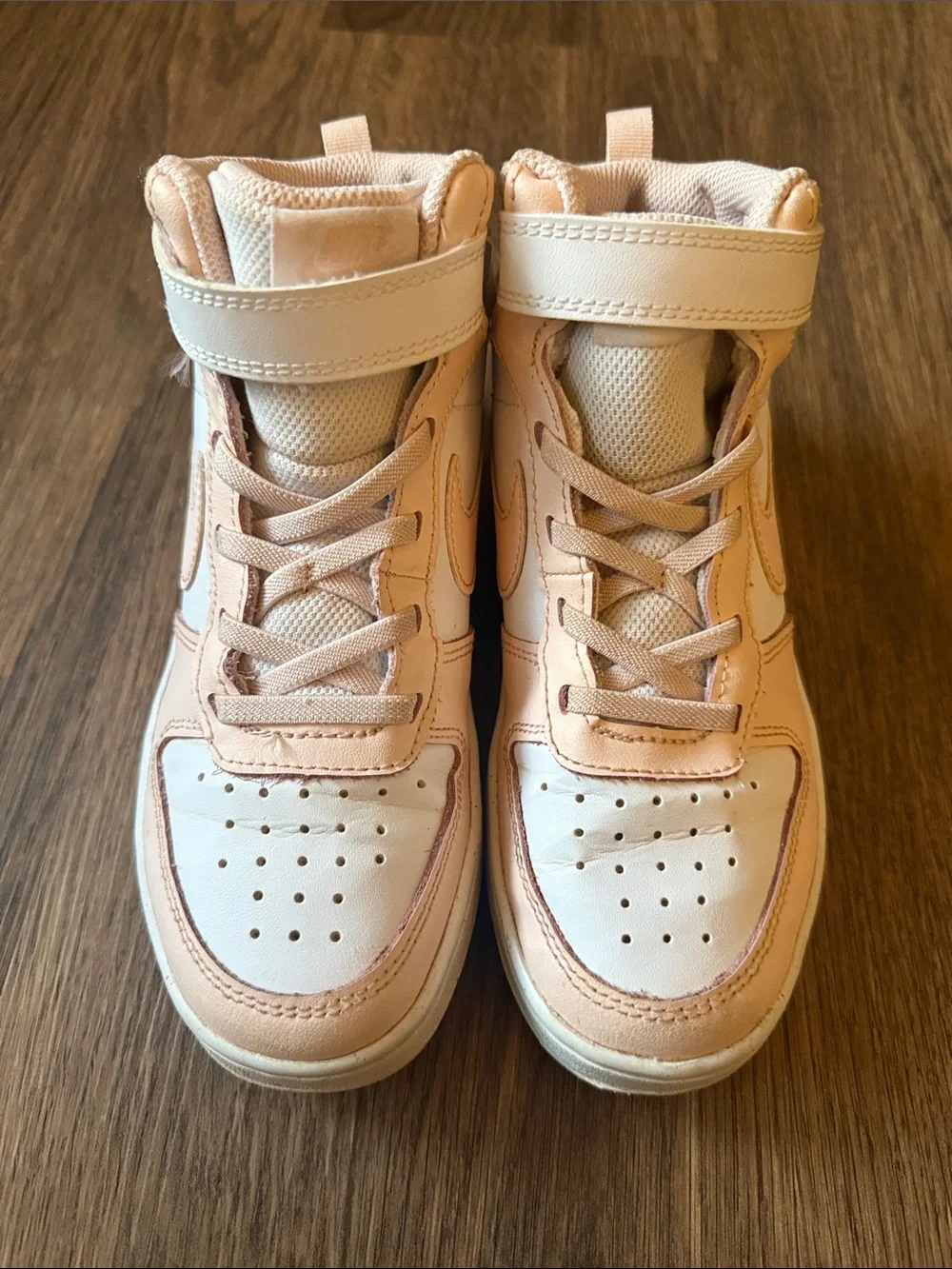 Nike Kids High-Top Sneakers in Light Pink and White